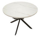 Tavolo da Pranzo Allungabile Martin Ø100x75 cm in Metallo e Ceramica Nero e Bianco      
