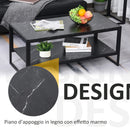 Tavolino Rettangolare da Caffè 106x50x47 cm  Nero Effetto Marmo