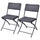 Set 2 Sedie Pieghevoli da Esterno Salvaspazio in Polyrattan Nero