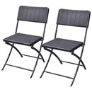 Set 2 Sedie Pieghevoli da Esterno Salvaspazio in Polyrattan Nero      