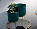 Porta Vasi Grent Set 2 Pz Ø20x29 cm - Ø16x24 cm in Ferro Verde e Oro      