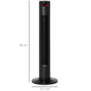 Ventilatore a Torre 45W a 4 Modalità e 3 Velocità con Timer da 12h 31.5x31.5x96 cm in ABS Nero