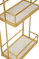 Bancone Bar Luxy 120x45x150 cm in Metallo e Marmo Artificiale Oro e Bianco      