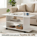 Mobile Porta TV Moderno 80x40x40 cm con Ripiani Ruote Girevoli e Freni Bianco      