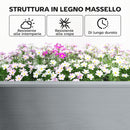 Fioriera Rialzata 149x46x76 cm con 2 Vasi Laterali e Ripiano per Attrezzi in Legno di Abete Grigio      