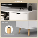 Mobile TV Max 50"" con Cassetto, Ripiano Aperto e Armadietti 110x40x50 cm Bianco e Legno  
