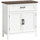 Credenza Moderna Stile Rustico 76x35x80 cm con 2 Ante in MDF Bianco      