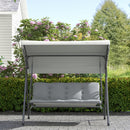 Dondolo da Giardino 3 Posti 172x110x156 cm con Tettuccio Regolabile e Cuscini in Acciaio e Poliestere Grigio Chiaro      