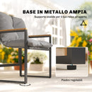 Set Tavolo e Sedie da Esterno per 3 Persone con Cuscini Spessi in Metallo Grigio      
