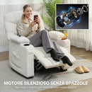 Poltrona Relax Elettrica 94x90x105 cm Reclinabile 150° con Poggiapiedi Funzione Memory Telecomando in Velluto Crema      