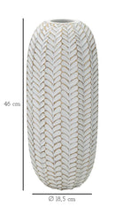 Vaso Resina Leaf Ø18,5x46 cm in Resina Oro e Bianco      