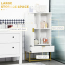 Mobiletto Bagno 60x30x120 cm in MDF e Acciaio Bianco