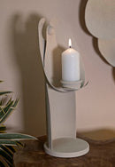 Porta Candele Dune Angel 12,5x10x30 cm in Ferro Crema      
