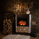 Camino Elettrico da Pavimento 90x70x25 cm Effetto Fiamma 1100W Andreea & Dionis Bianco/noce scuro