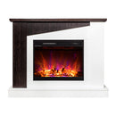 Camino Elettrico da Pavimento 90x115x27 cm Effetto Fiamma 1500W Gaspar & Lorance Bianco/wenge