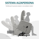Poltrona Alzapersona Elettrica 1 Motore in Tessuto Grigio