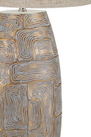 Lampada da Tavolo Resina Eclips Tower Ø38x90 cm in Resina e Ferro e Tessuto Oro e Bianco      