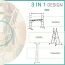 Trabattello Scala 3 in 1 ad Altezza Regolabile Max 150 Kg in Lega di Alluminio