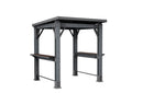 Gazebo da Giardino per BBQ Keter Signature Grill 247x200x238 cm in Resina Effetto Legno Grigio Grafite e Noce 