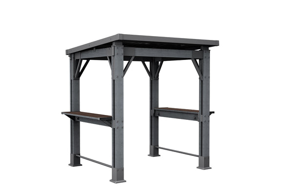 acquista Gazebo da Giardino per BBQ Keter Signature Grill 247x200x238 cm in Resina Effetto Legno Grigio Grafite e Noce