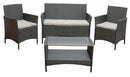 Set Salotto da Giardino in Polyrattan Divano 2 Poltrone e Tavolino Bauer Minorca Grigio