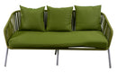 Set Salotto da Giardino Divano 2 Poltrone e Tavolino in Corda Visalia Verde