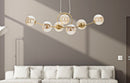Lampadario Japan 7 Luci 115x36x30 cm in Ferro e Vetro Oro e Bianco      