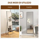 Specchio a Figura Intera da Terra o a Parete 50x2x161,5 cm in Metallo e Lega di Alluminio Nero   