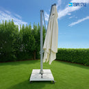 Base per Ombrellone da Giardino con Ruote 87x87 cm in Ferro Verniciato Bianco