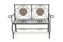 Panca da Giardino 123x53x91 cm in Ferro Battuto con Mosaico Soriani Cipro