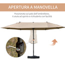 Ombrellone da Giardino Doppio 4,6x2,7m in Acciaio e Poliestere Cachi