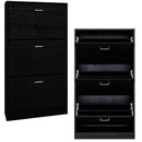 Scarpiera Salvaspazio 3 Ante a Ribalta 63x24x115 cm in Melaminico Venato a Rilievo Nero