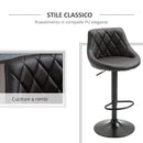 Set 2 Sgabelli da Bar 46,5x48x84,5-106,5 cm in Similpelle Marrone