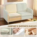 Divano 2 Posti Moderno 137x69x82 cm con Cuscini Spessi e Rivestimento Sherpa Crema      