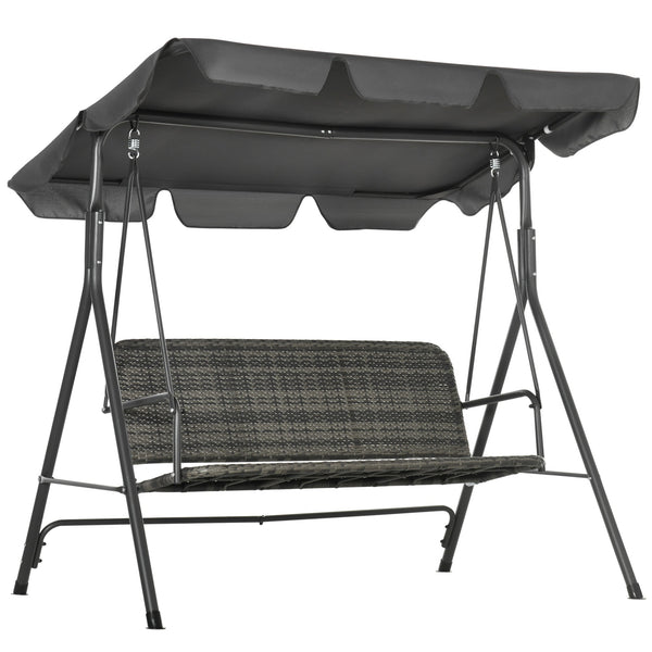 prezzo Dondolo da Giardino 3 Posti 167x112x153 cm con Tettuccio Regolabile in Rattan PE Grigio Scuro