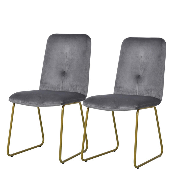 Set 2 Sedie Imbottite 44,5x59,5x91 cm in Flanella Grigie acquista