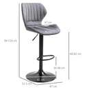 Set 2 Sgabelli da Bar 47x51,5x91,5-113,5 cm in Poliestere Vellutato Grigio