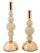 Porta Candele Bolly Crema Set 2 Pz Ø10x29,5 cm - Ø10x24 cm in Ferro Crema e Oro