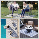 Tappeto da Esterno Reversibile 121x182 cm con Fantasia Geometrica Grigio e Bianco   