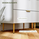 Cassettiera 4 Cassetti Moderna con Maniglie Dorate 60x40x96 cm Bianco 
