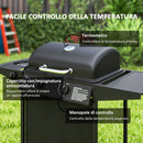 Barbecue a Gas con 3 Bruciatori Indipendenti 108x54x97 cm Coperchio con Termometro Nero   