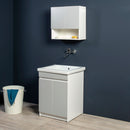 Mobile Lavatoio in Ceramica 2 Ante e Strofinatoio Integrato 60x60x86A cm Olmo Scuro