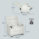 Poltrona Relax Elettrica 94x90x105 cm Reclinabile 150° con Poggiapiedi Funzione Memory Telecomando in Velluto Crema      