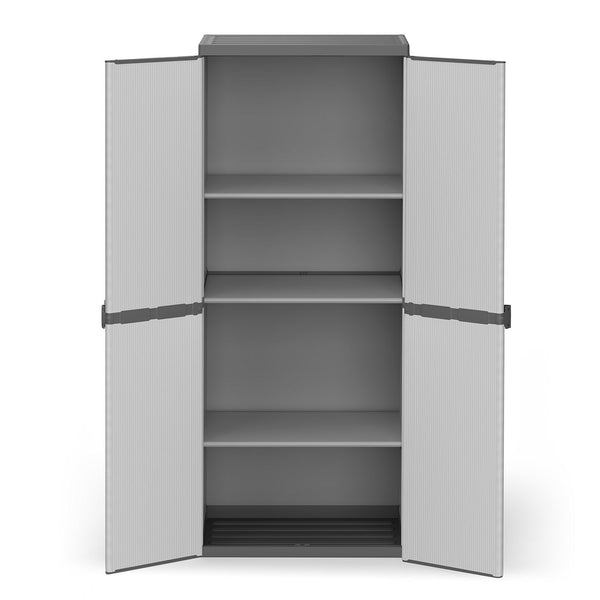 Armadio da Esterno 68x40x165 cm 2 Ante 4 Ripiani in Resina Grigio sconto
