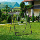 Rete Rimbalzo da Calcio 123x73x178,5 cm con Bersaglio in Metallo Nero