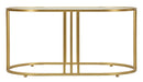 Tavolo da Caffè Antalia 90x50x45 cm in Ferro e Vetro Oro      