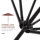 Ombrellone da Giardino Inclinabile Ø260x235 cm in Metallo e Poliestere Nero e Caffè  