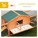 Conigliera da Esterno Casetta Rampe e 2 Recinti 309x69,5x87 cm in Legno Arancione  