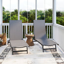 Set 2 Lettini Prendisole 66x165x102 cm con Schienale Reclinabile in Alluminio e Tessuto Traspirante Grigio Scuro      