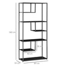 Libreria a 7 Livelli 83x34x180 cm  in Truciolato e Acciaio Nero